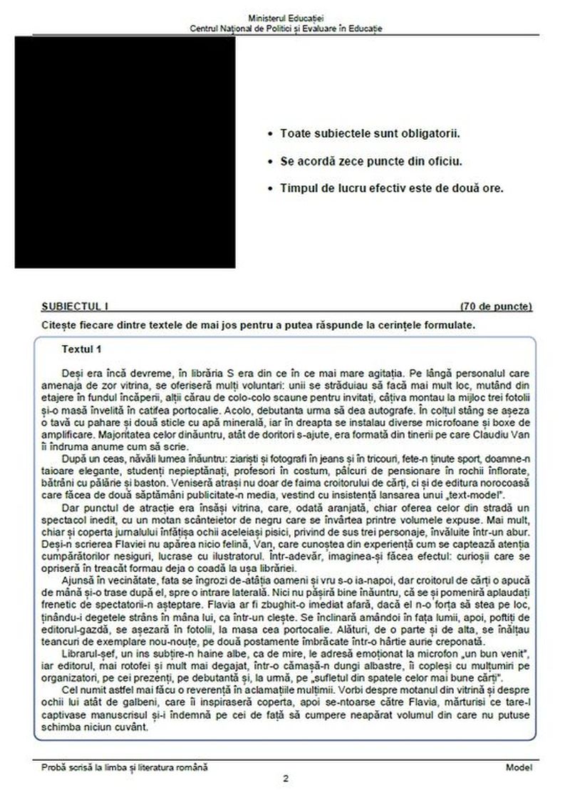 posibile subiecte Evaluarea Națională
