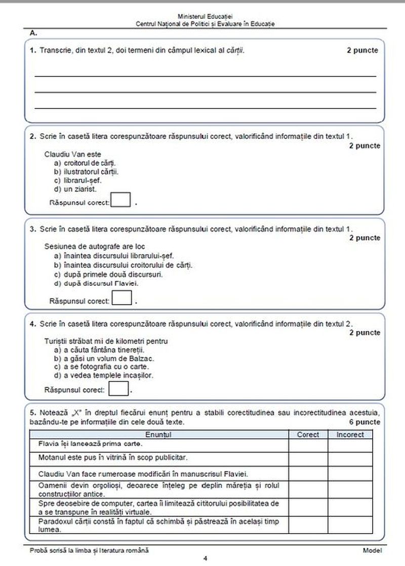 posibile subiecte Evaluarea Națională