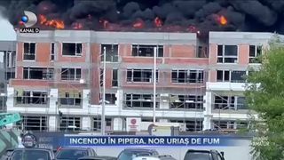 Incendiu în Pipera. Nor uriaș de fum