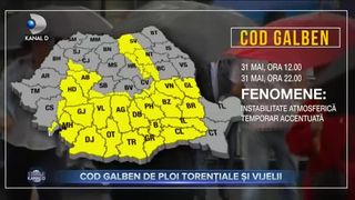 Cod galben de ploi torențiale și vijelii