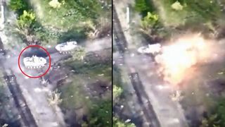 Soldații lui Putin, cocoțați pe turela unui blindat, au fost aruncați &icirc;n aer de explozia unei mine