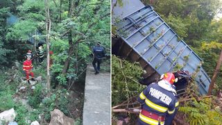 O mașină de gunoi a căzut într-o râpă, în Caraş-Severin. Un om a murit, strivit sub utilaj