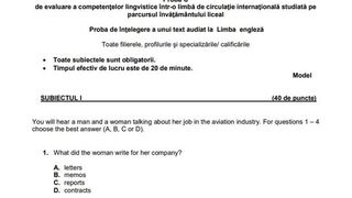 Competenţe Engleză BAC 2022