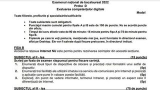 Subiecte competențe digitale BAC 2022