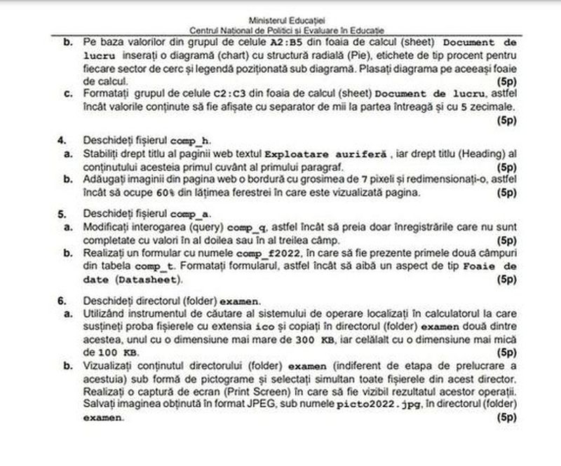 Subiecte competențe digitale BAC 2022
