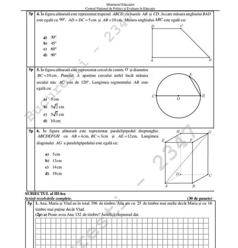 Subiecte Evaluarea Națională 2022 Matematică Edu.ro. Le poți consulta aici, punct cu punct. Cât de grele ți se par?