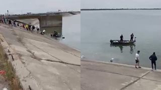 O mașină a plonjat în barajul de la Mihăilești. Părinții au fost găsiți, copilul este în continuare căutat