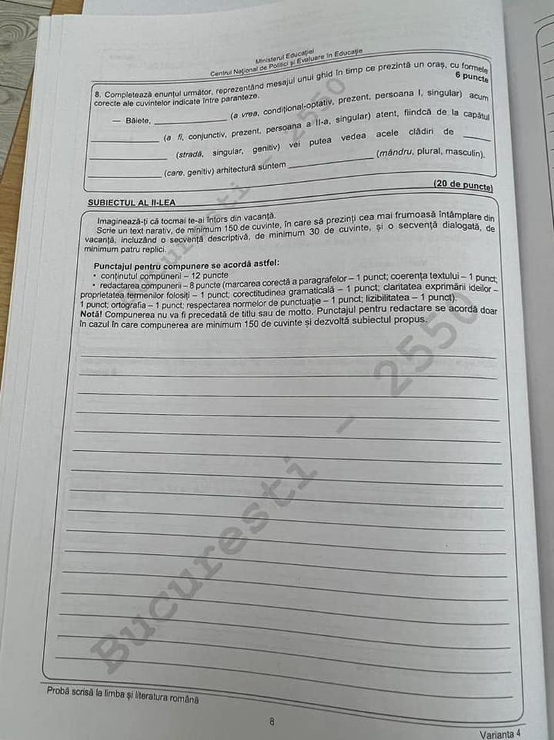 Evaluarea Naţională 2022 a început marți cu proba la Limba Română. Ce subiecte au picat