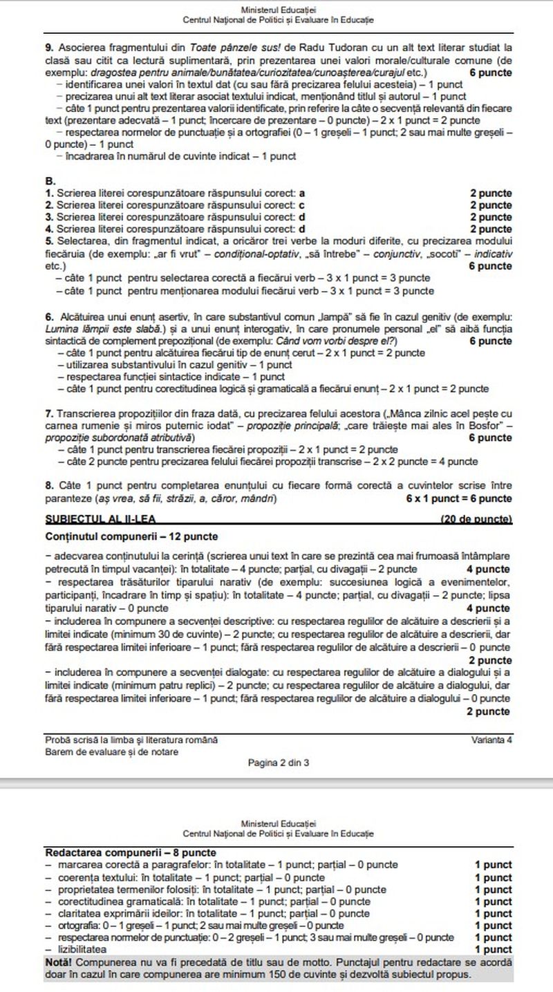 Subiecte Evaluare Națională 2022 Română EDU.RO. Ce subiecte au picat? Surpriză mare. Bareme de corectare pe EDU.RO