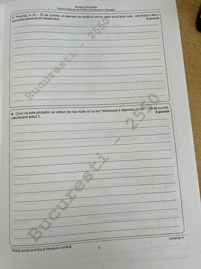 Evaluarea Națională 2022. Subiectele și baremul de corectare la Limba și Literatura Română