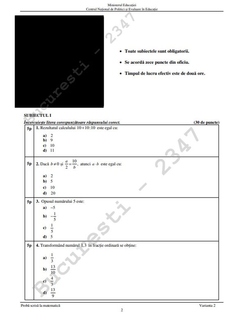 Subiecte Matematică Evaluarea Națională 2022 Matematică. Problemele care le-au dat bătăi de cap elevilor. Barem de corectare, punct cu punct