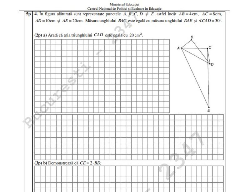 Subiecte Matematică Evaluarea Națională 2022 Matematică. Problemele care le-au dat bătăi de cap elevilor. Barem de corectare, punct cu punct