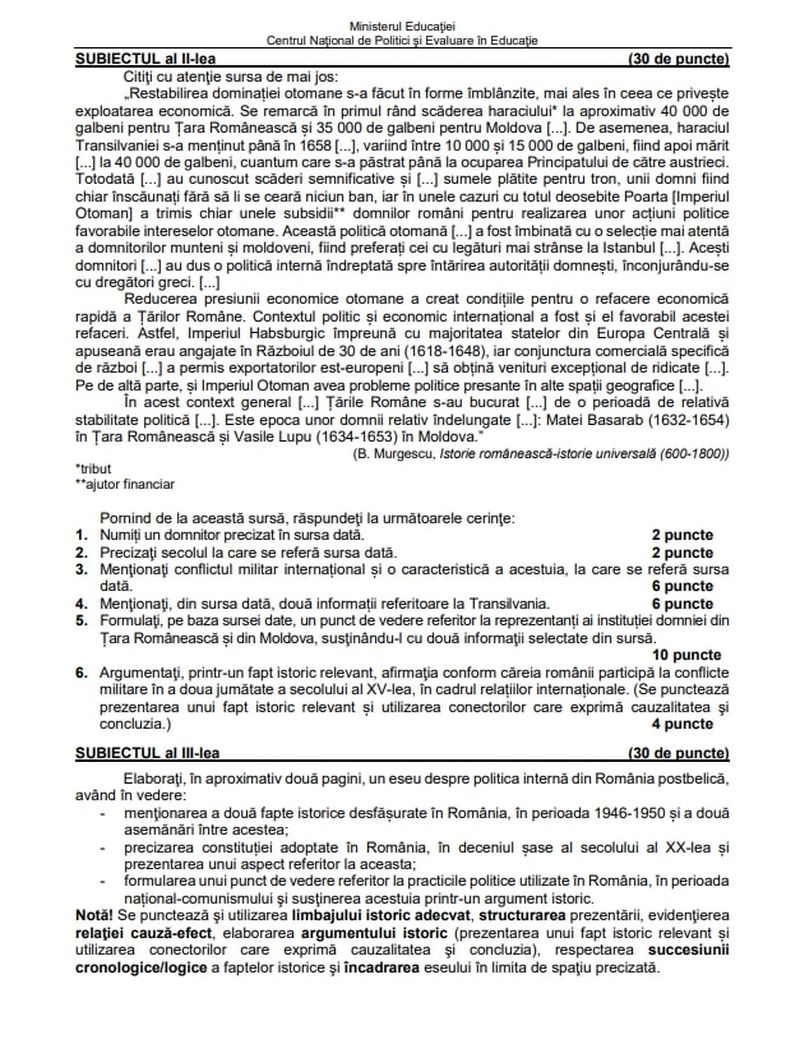 EDU.ro Subiecte BAC 2022 Istorie. Ce ar putea pica anul acesta? Modele de subiecte