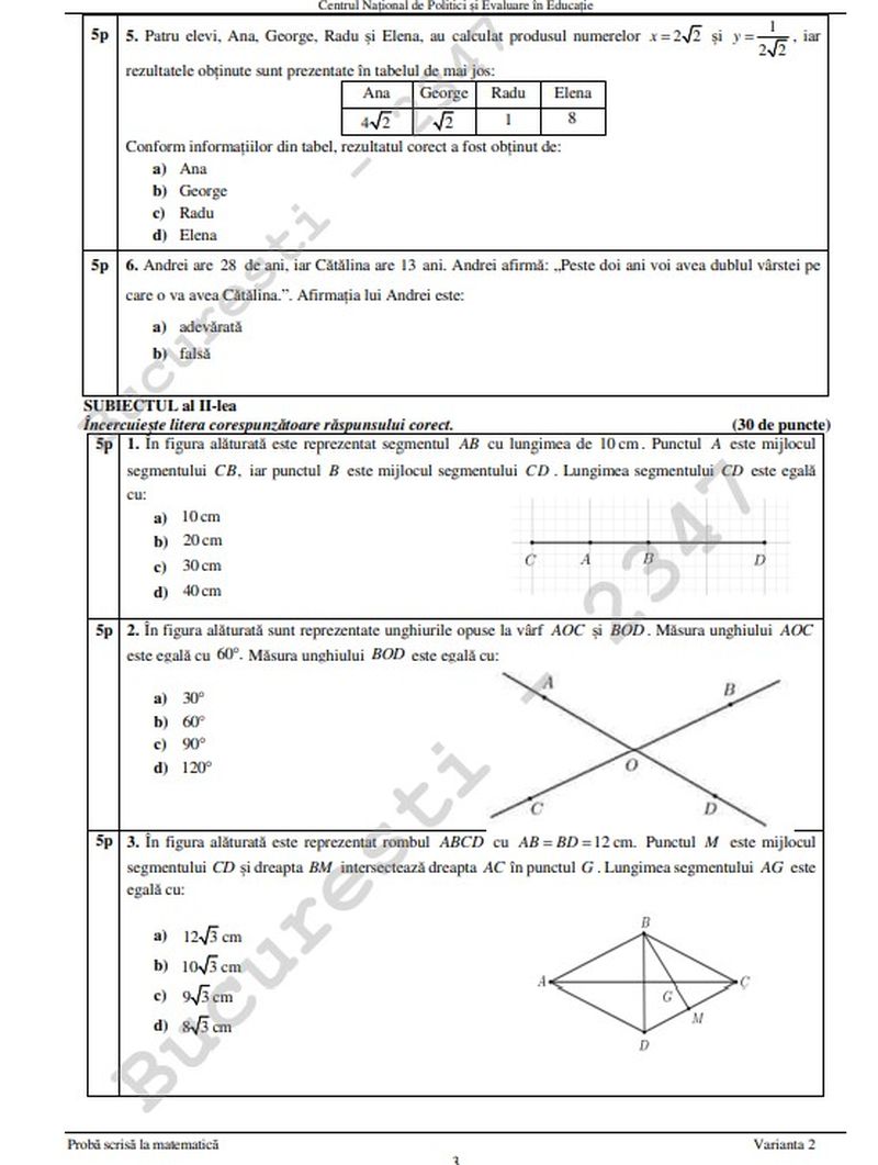 Barem Evaluarea Națională 2022 Matematică EDU.RO