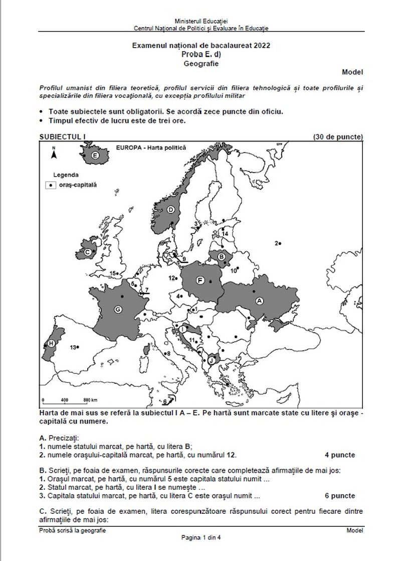 modele subiecte geografie 2022