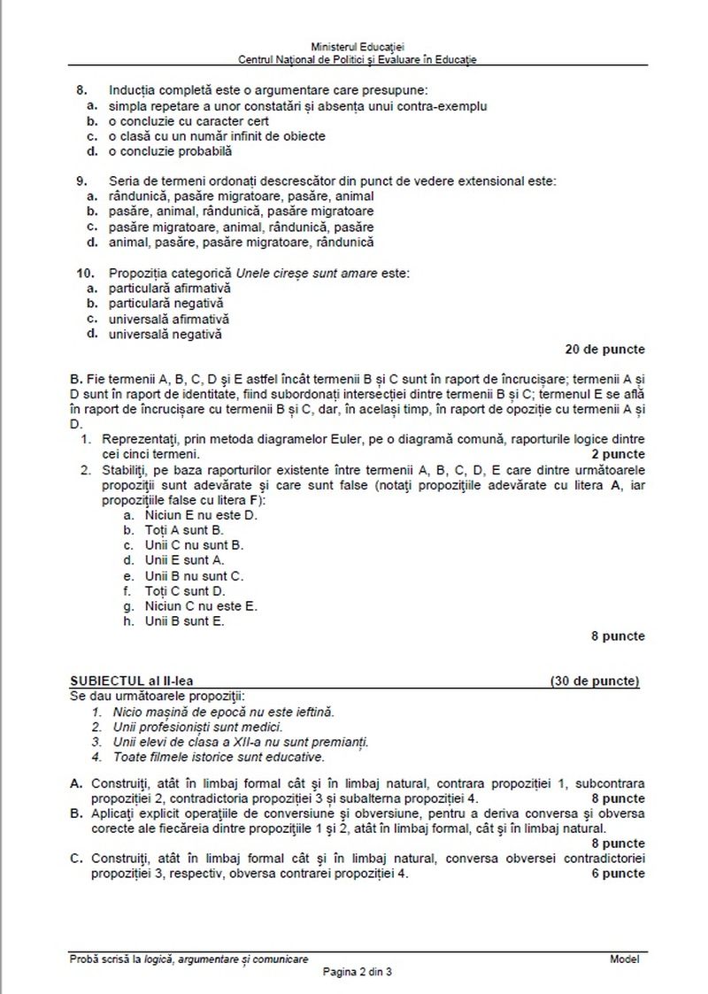 EDU.ro Subiecte BAC 2022 Logică