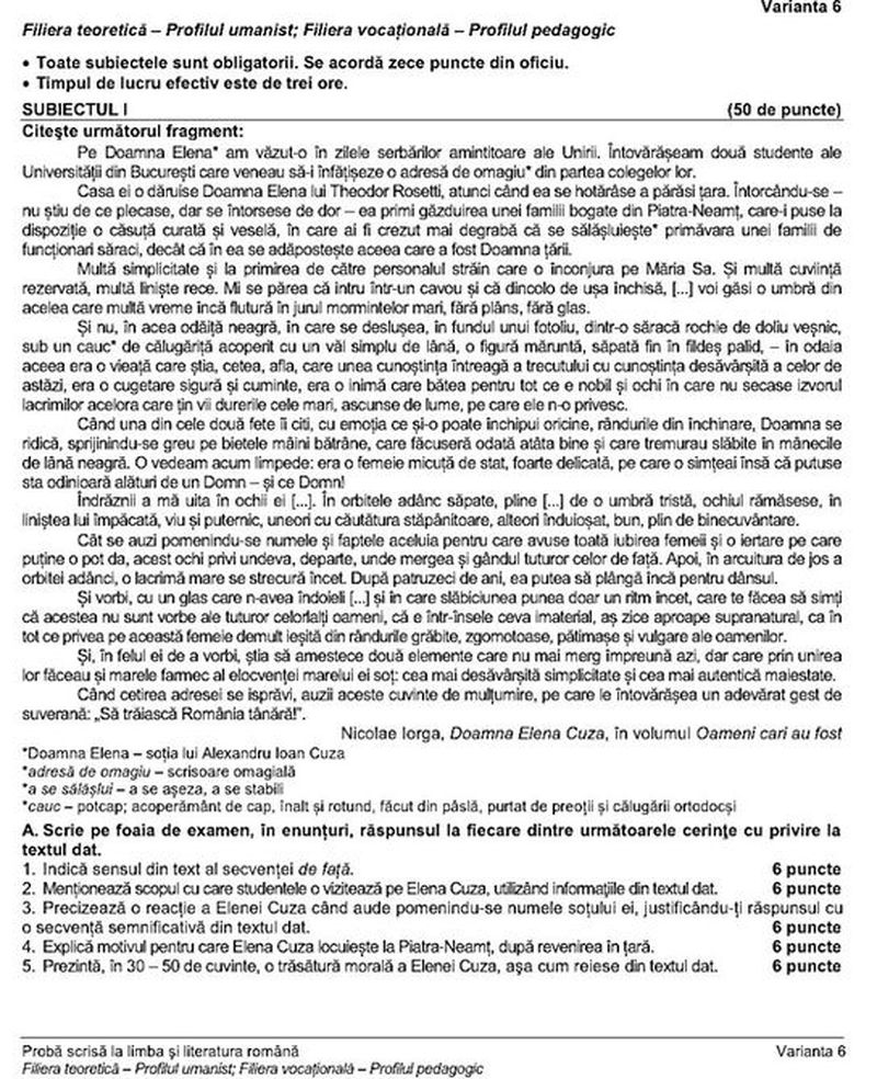 Barem Română BAC 2022: Răspunsurile corecte pentru elevii de clasa a 12-a, pe EDU.ro