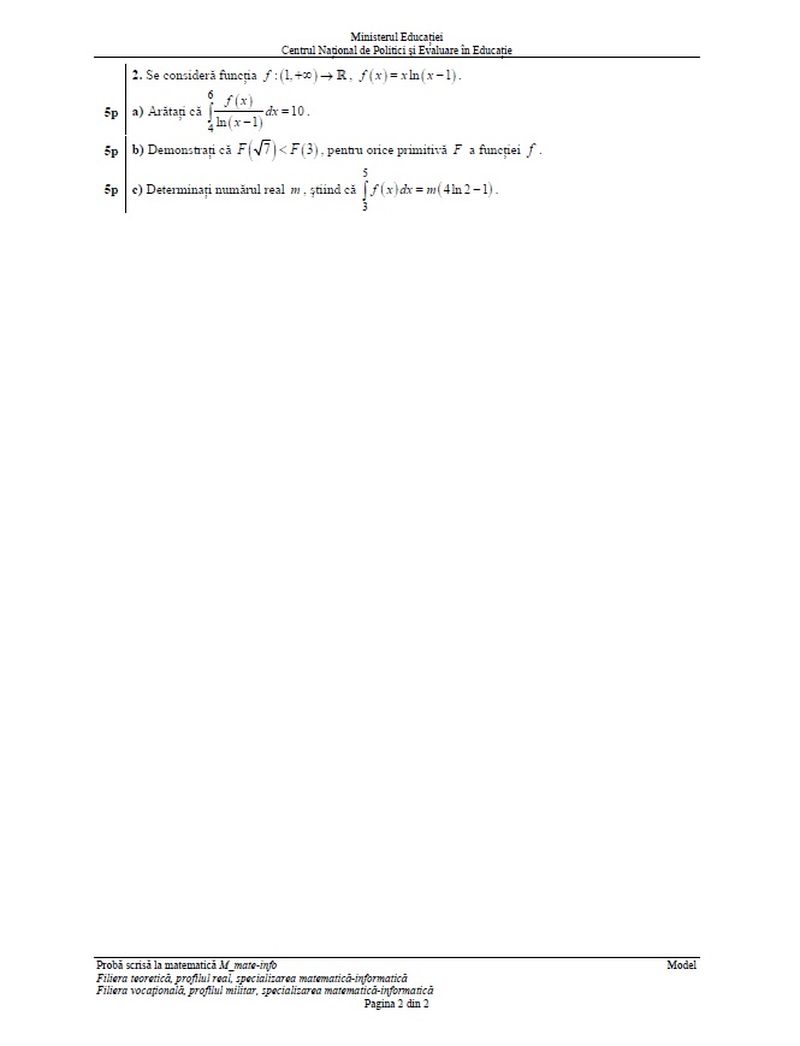 subiecte matematică bac