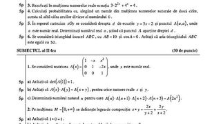 Barem Matematică BAC 2022: Rezolvări şi punctaje pentru profilul mate-info, tehnologic şi ştiinţe ale naturii