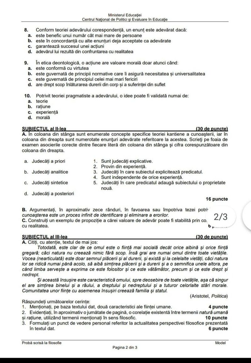 Subiecte Filosofie BAC 2022