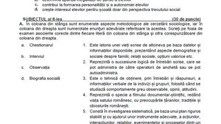 Subiecte Sociologie BAC 2022