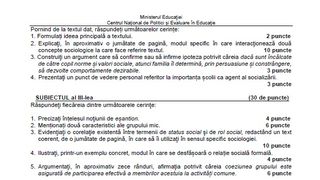 Subiecte Sociologie BAC 2022