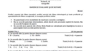 Barem Geografie BAC 2022