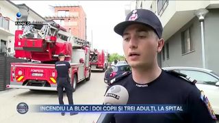 Incendiu la bloc - doi copii și trei adulți, la spital