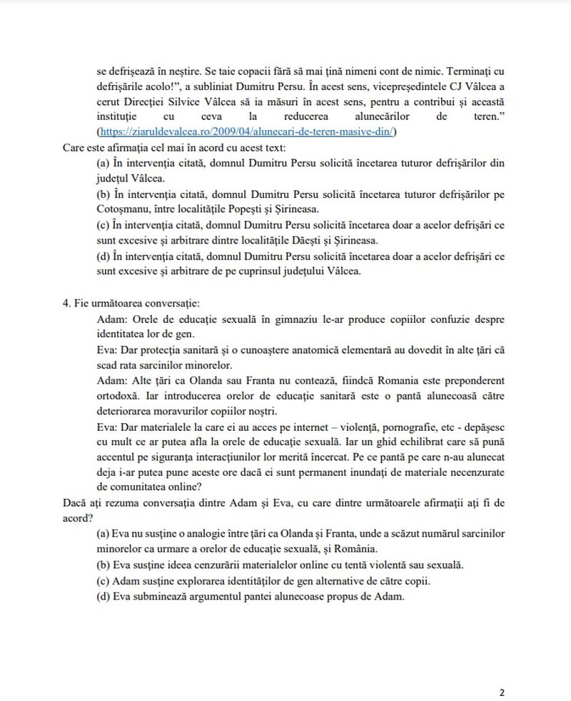 Subiecte Admitere Drept 2022