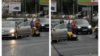 VIDEO - Doi bărbați s-au luat la bătaie  în trafic, la Sibiu