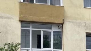 Un c&acirc;ine lăsat legat &icirc;n balcon a fost salvat de pompierii din Sibiu. Animalul a sărit pe geam și s-a blocat &icirc;n lesă