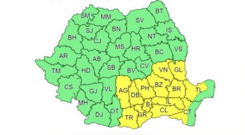 cod galben ploi torențiale