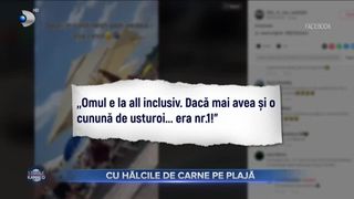 Cu hălcile de carne pe plajă