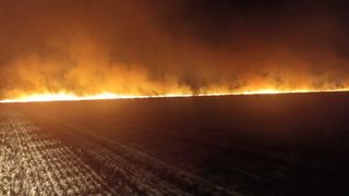 Incendiu devastator în Tulcea. Au ars 400 de hectare de mirişte şi 600 de baloţi de paie