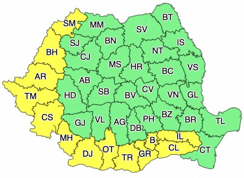 Avertizare ANM pentru mai bine de jumătate de țară! Cod portocaliu și galben de ploi torențiale, vijelii și caniculă