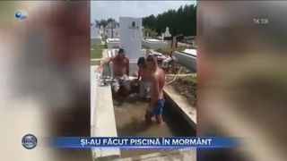 Și-au făcut piscină &icirc;n morm&acirc;nt