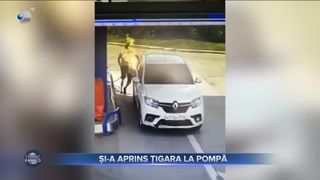 Și-a aprins țigara la pompă