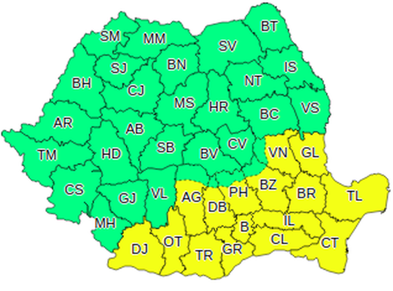 Cod galben de caniculă 9 august 2022