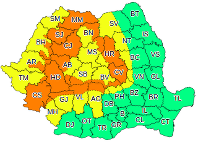 Cod galben de furtună 9 -10 august 2022