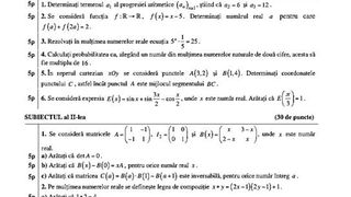 Edu.ro Subiecte BAC 2022 Matematică profil real şi tehnologic