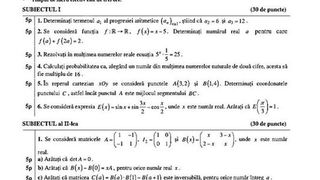 Subiecte barem matematică bacalaureat de toamnă