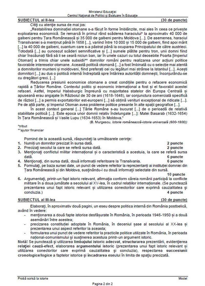 Subiecte barem matematică bacalaureat de toamnă