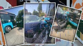 O mașină a intrat într-un autobuz în Capitală. Mai multe persoane au fost transportate la spital