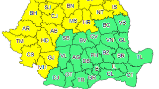 Cod galben de ploi torenţiale, descărcări electrice şi vânt, până sâmbătă seară- HARTA
