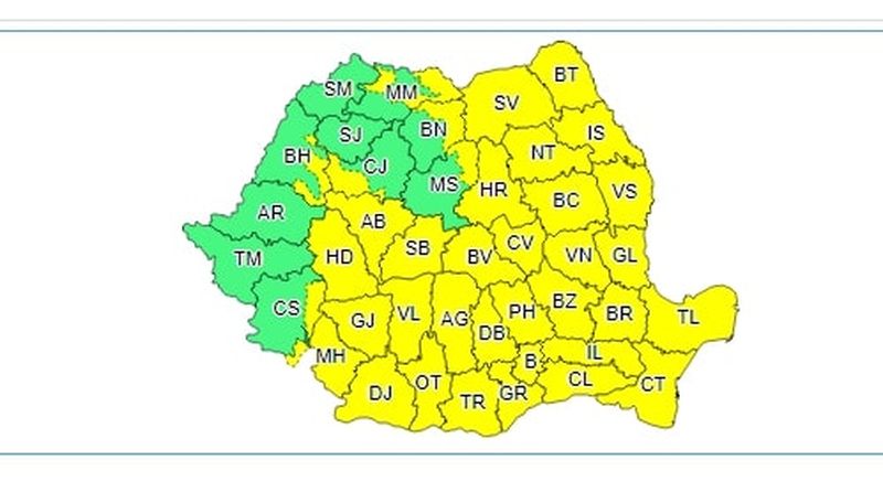 Avertizare METEO: Cod galben și portocaliu de ploi abundente. HARTA cu județele afectate!