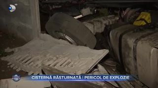 Cisternă răsturnată - pericol de explozie