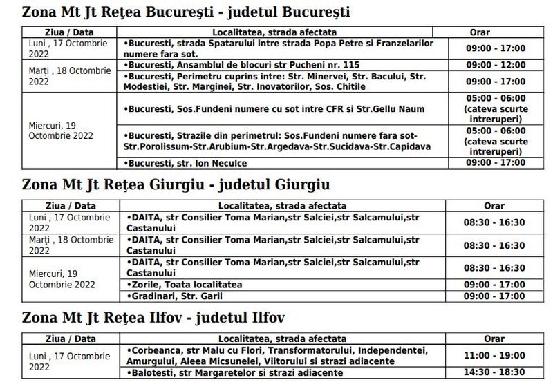 Bucureștenii rămân și fără curent electric! Zonele din Capitală și din Ilfov unde electricitatea va fi oprită în următoarele cinci zile