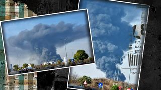 FOTO - Incendiu puternic la un centru de colectare a deșeurilor din Chitila. Degajări mari de fum