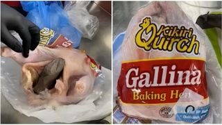 Caz șocant într-un aeroport! Un bărbat a vrut să urce în avion cu arma îndesată într-un pui crud