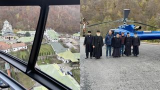 Amendă de 4.000 de lei dată de poliţie, după ce un elicopter a aterizat &icirc;n parcarea mănăstirii Lainici
